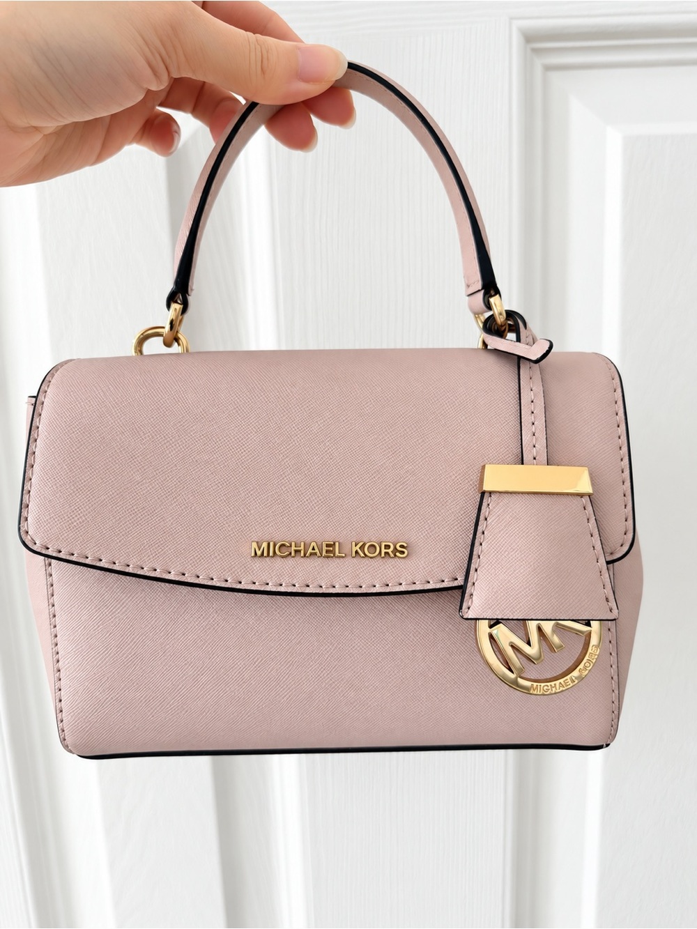 Michael Kors Blush Pink Leather Top-Handle Satchel with Gold Hardware